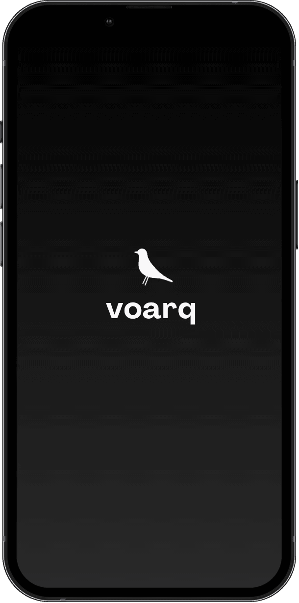 Celular exibindo o app Voarq